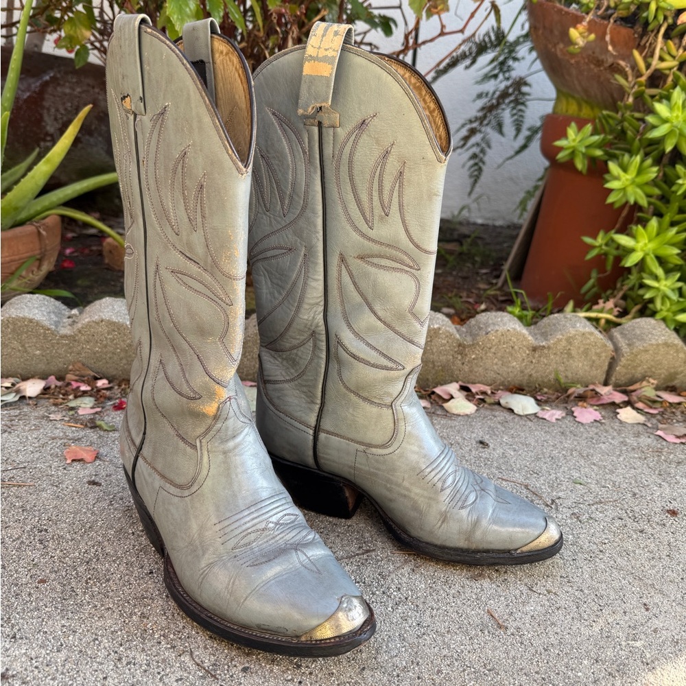 Men's VTG Western Cowboy Boots - Gray size 9